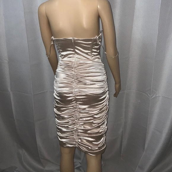 Corset Bodice Cocktail Dress. Champagne Color NWT. One size S left!. - Picture 7 of 11
